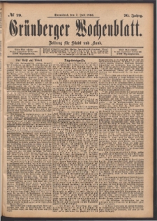 Gr&uuml;nberger Wochenblatt: Zeitung f&uuml;r Stadt und Land, No. 79. (7. Juli 1894)
