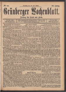 Gr&uuml;nberger Wochenblatt: Zeitung f&uuml;r Stadt und Land, No. 80. (10. Juli 1894)