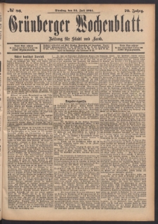 Gr&uuml;nberger Wochenblatt: Zeitung f&uuml;r Stadt und Land, No. 86. (24. Juli 1894)