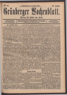 Gr&uuml;nberger Wochenblatt: Zeitung f&uuml;r Stadt und Land, No. 90. (2. August 1894)