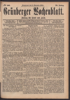 Gr&uuml;nberger Wochenblatt: Zeitung f&uuml;r Stadt und Land, No. 106. (8. September 1894)
