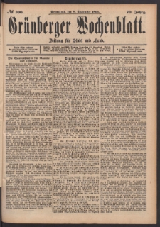 Grünberger Wochenblatt: Zeitung für Stadt und Land, No. 106. (8. September 1894)