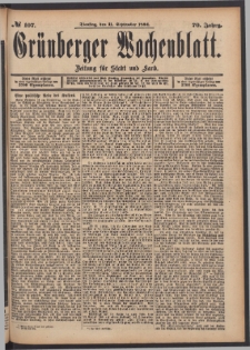 Gr&uuml;nberger Wochenblatt: Zeitung f&uuml;r Stadt und Land, No. 107. (11. September 1894)