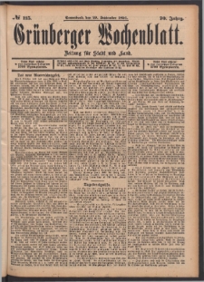 Gr&uuml;nberger Wochenblatt: Zeitung f&uuml;r Stadt und Land, No. 115. (29. September 1894)