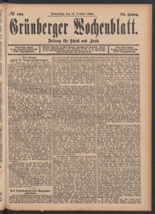 Gr&uuml;nberger Wochenblatt: Zeitung f&uuml;r Stadt und Land, No. 120. (11. October 1894)