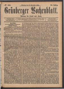 Gr&uuml;nberger Wochenblatt: Zeitung f&uuml;r Stadt und Land, No. 134. (13. November 1894)