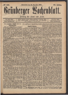 Gr&uuml;nberger Wochenblatt: Zeitung f&uuml;r Stadt und Land, No. 150. (22. December 1894)