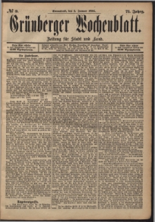 Gr&uuml;nberger Wochenblatt: Zeitung f&uuml;r Stadt und Land, No. 3. (5. Januar 1895)