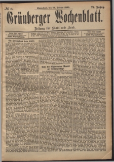 Grünberger Wochenblatt: Zeitung für Stadt und Land, No. 6. (12. Januar 1895)