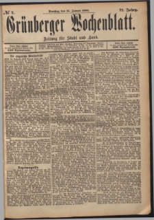 Grünberger Wochenblatt: Zeitung für Stadt und Land, No. 7. (15. Januar 1895)