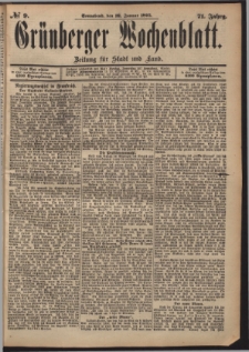 Gr&uuml;nberger Wochenblatt: Zeitung f&uuml;r Stadt und Land, No. 9. (19. Januar 1895)