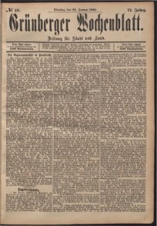 Grünberger Wochenblatt: Zeitung für Stadt und Land, No. 10. (22. Januar 1895)