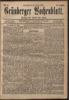 Grünberger Wochenblatt: Zeitung für Stadt und Land, No. 11. (24. Januar 1895)