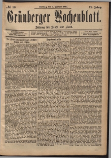 Gr&uuml;nberger Wochenblatt: Zeitung f&uuml;r Stadt und Land, No. 16. (5. Februar 1895)