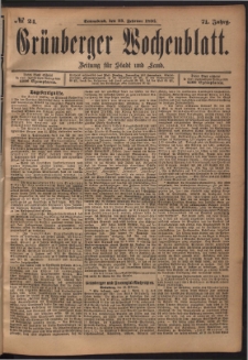 Grünberger Wochenblatt: Zeitung für Stadt und Land, No. 24. (23. Februar 1895)