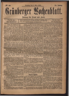 Grünberger Wochenblatt: Zeitung für Stadt und Land, No. 28. (5. März 1895)
