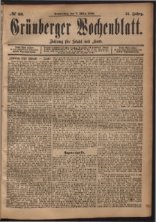 Gr&uuml;nberger Wochenblatt: Zeitung f&uuml;r Stadt und Land, No. 29. (7. M&auml;rz 1895)
