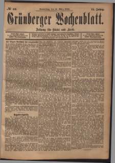Grünberger Wochenblatt: Zeitung für Stadt und Land, No. 32. (14. März 1895)