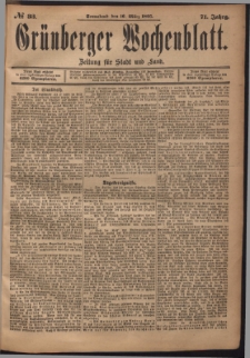 Gr&uuml;nberger Wochenblatt: Zeitung f&uuml;r Stadt und Land, No. 33. (16. M&auml;rz 1895)