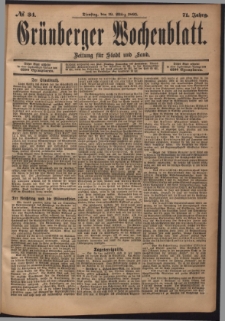 Gr&uuml;nberger Wochenblatt: Zeitung f&uuml;r Stadt und Land, No. 34. (19. M&auml;rz 1895)