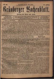 Grünberger Wochenblatt: Zeitung für Stadt und Land, No. 38. (28. März 1895)