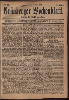 Gr&uuml;nberger Wochenblatt: Zeitung f&uuml;r Stadt und Land, No. 39. (30. M&auml;rz 1895)