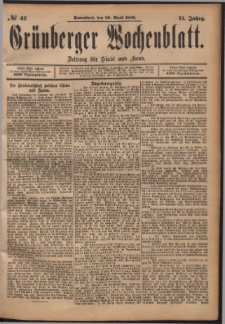 Grünberger Wochenblatt: Zeitung für Stadt und Land, No. 47. (20. April 1895)