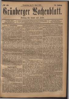Grünberger Wochenblatt: Zeitung für Stadt und Land, No. 49. (25. April 1895)
