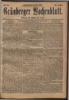 Grünberger Wochenblatt: Zeitung für Stadt und Land, No. 50. (27. April 1895)