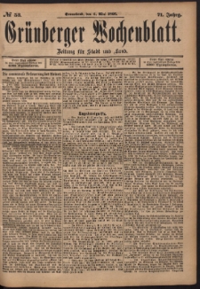 Gr&uuml;nberger Wochenblatt: Zeitung f&uuml;r Stadt und Land, No. 53. (4. Mai 1895)
