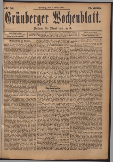 Grünberger Wochenblatt: Zeitung für Stadt und Land, No. 54. (7. Mai 1895