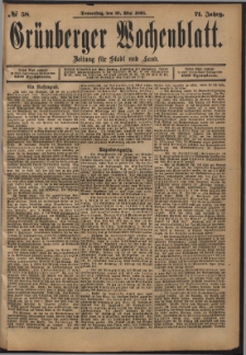 Gr&uuml;nberger Wochenblatt: Zeitung f&uuml;r Stadt und Land, No. 58. (16. Mai 1895)