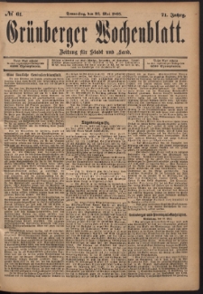 Grünberger Wochenblatt: Zeitung für Stadt und Land, No. 61. (23. Mai 1895)
