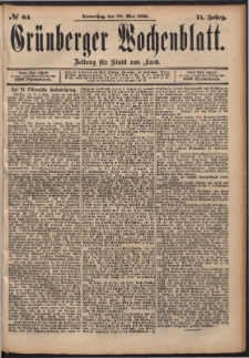 Gr&uuml;nberger Wochenblatt: Zeitung f&uuml;r Stadt und Land, No. 64. (30. Mai 1895)