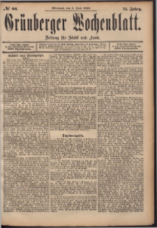 Grünberger Wochenblatt: Zeitung für Stadt und Land, No. 66. (5. Juni 1895)