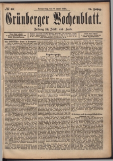 Grünberger Wochenblatt: Zeitung für Stadt und Land, No. 67. (6. Juni 1895)