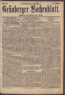 Grünberger Wochenblatt: Zeitung für Stadt und Land, No. 79. (4. Juli 1895)