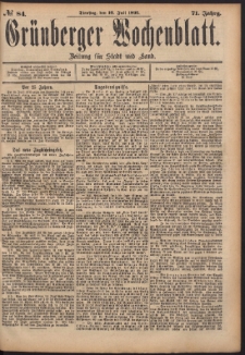 Gr&uuml;nberger Wochenblatt: Zeitung f&uuml;r Stadt und Land, No. 84. (16. Juli 1895)