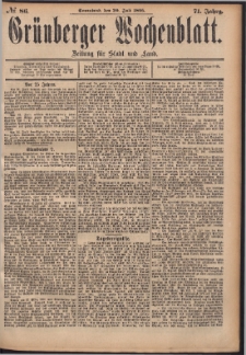 Gr&uuml;nberger Wochenblatt: Zeitung f&uuml;r Stadt und Land, No. 86. (20. Juli 1895)