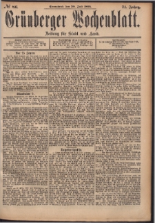 Grünberger Wochenblatt: Zeitung für Stadt und Land, No. 86. (20. Juli 1895)