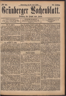 Grünberger Wochenblatt: Zeitung für Stadt und Land, No. 88. (25. Juli 1895)