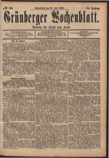 Gr&uuml;nberger Wochenblatt: Zeitung f&uuml;r Stadt und Land, No. 89. (27. Juli 1895)