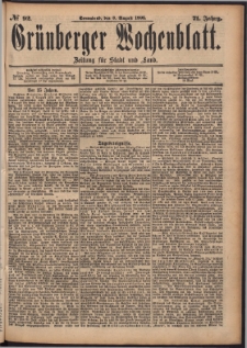 Grünberger Wochenblatt: Zeitung für Stadt und Land, No. 92. (3. August 1895)
