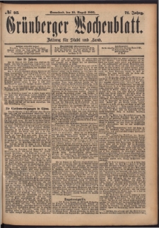 Gr&uuml;nberger Wochenblatt: Zeitung f&uuml;r Stadt und Land, No. 95. (10. August 1895)