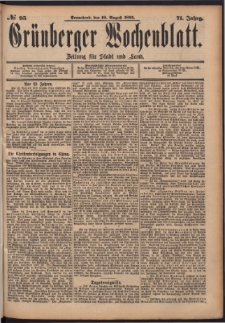 Grünberger Wochenblatt: Zeitung für Stadt und Land, No. 95. (10. August 1895)