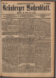 Grünberger Wochenblatt: Zeitung für Stadt und Land, No. 101. (24. August 1895)