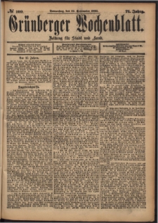 Grünberger Wochenblatt: Zeitung für Stadt und Land, No. 109. (12. September 1895)