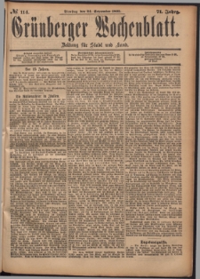 Grünberger Wochenblatt: Zeitung für Stadt und Land, No. 114. (24. September 1895)