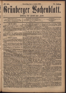 Grünberger Wochenblatt: Zeitung für Stadt und Land, No. 118. (3. October 1895)