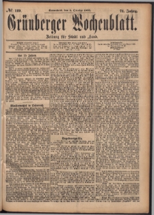 Grünberger Wochenblatt: Zeitung für Stadt und Land, No. 119. (5. October 1895)